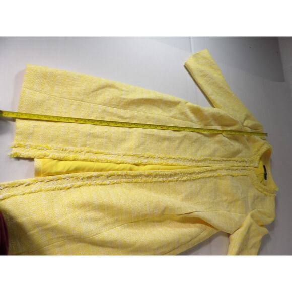 Albert Nippon Sz 18 Jacket Tweed Trench Coat Yellow Lemon Creme Long NWT - Picture 10 of 16